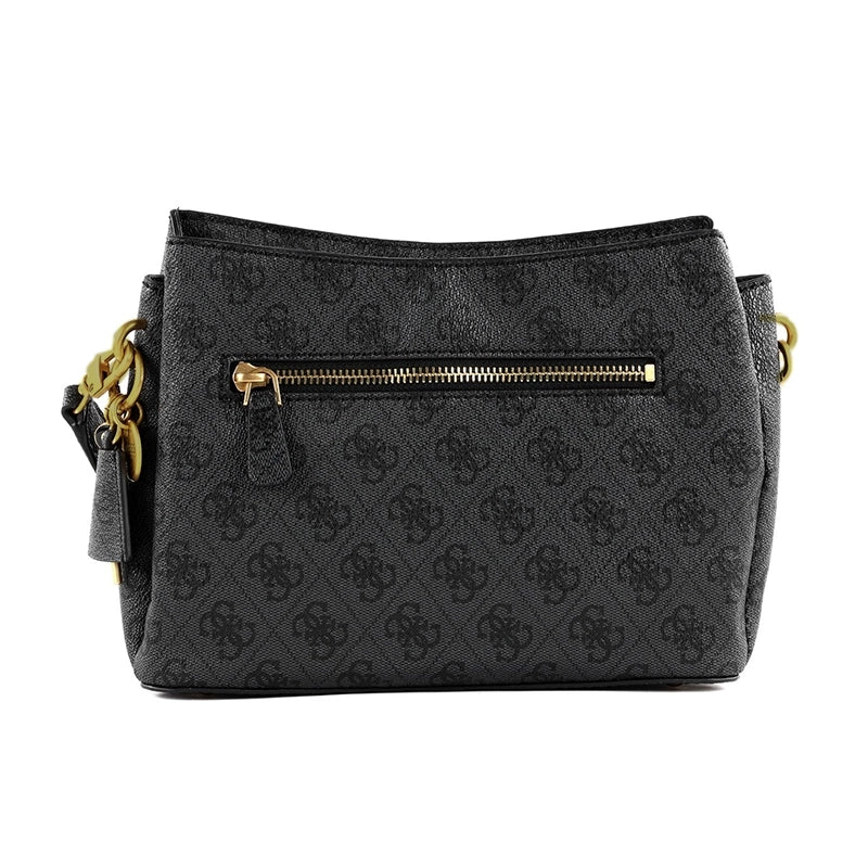 GUESS Women’s Black Monogram Shoulder Bag – Elegant Everyday Carry