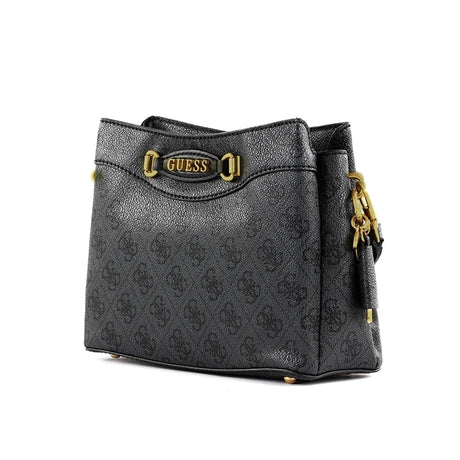 GUESS Women’s Black Monogram Shoulder Bag – Elegant Everyday Carry