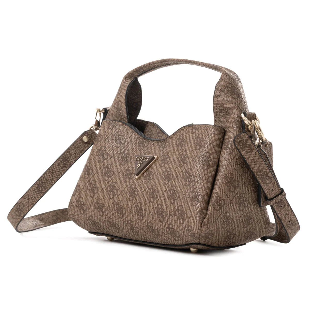 GUESS Women’s Beige Monogram Satchel – Versatile Everyday Bag