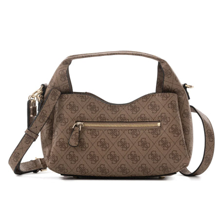 GUESS Women’s Beige Monogram Satchel – Versatile Everyday Bag