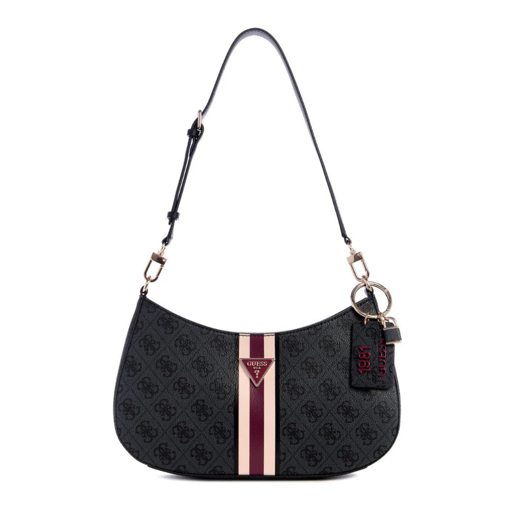 Guess Noelle 4G Logo Shoulder Bag – Black/Coal