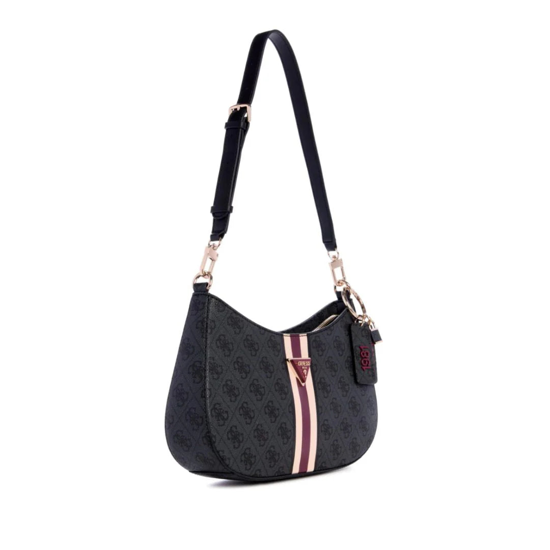 Guess Noelle 4G Logo Shoulder Bag – Black/Coal