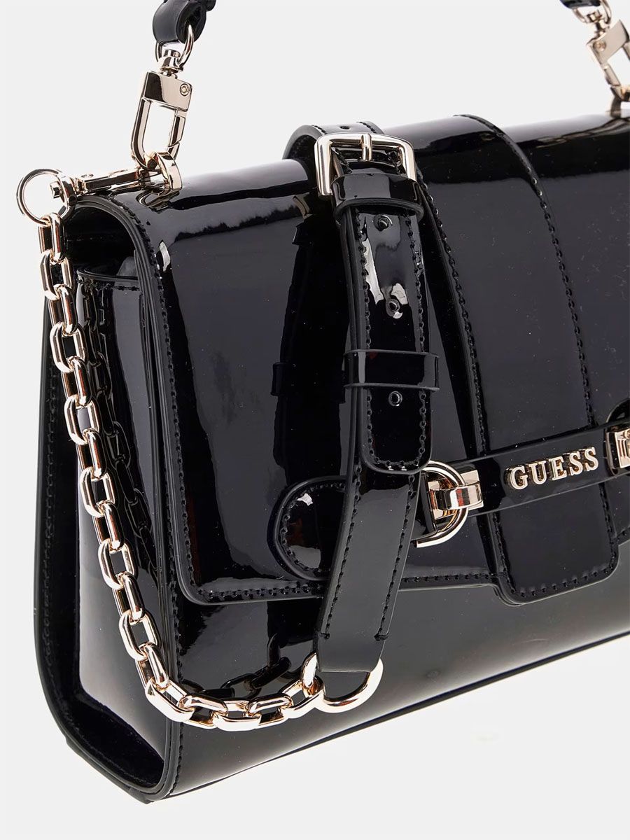 Guess Nolana Patent Mini Handbag Black