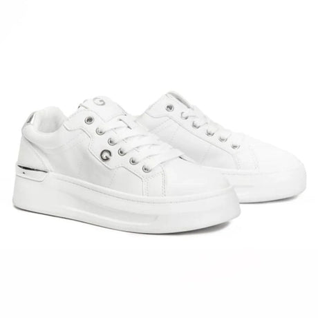 GUESS  Women’s White Platform Sneakers with Silver Detail