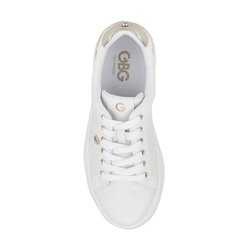 GUESS  Women’s White Platform Sneakers with Silver Detail
