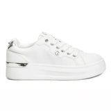 GUESS  Women’s White Platform Sneakers with Silver Detail