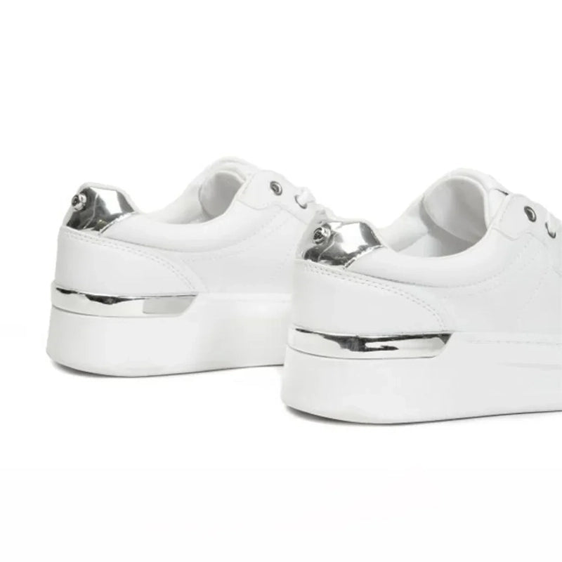 GUESS  Women’s White Platform Sneakers with Silver Detail