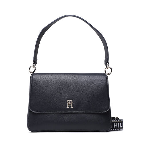 Tommy Hilfiger Women’s Black Shoulder Bag with Logo Strap