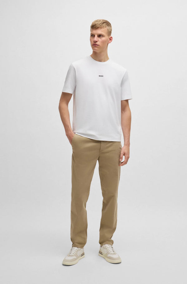 boss Relaxed-fit T-shirt in stretch cotton with logo print