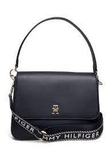 Tommy Hilfiger Women’s Black Shoulder Bag with Logo Strap