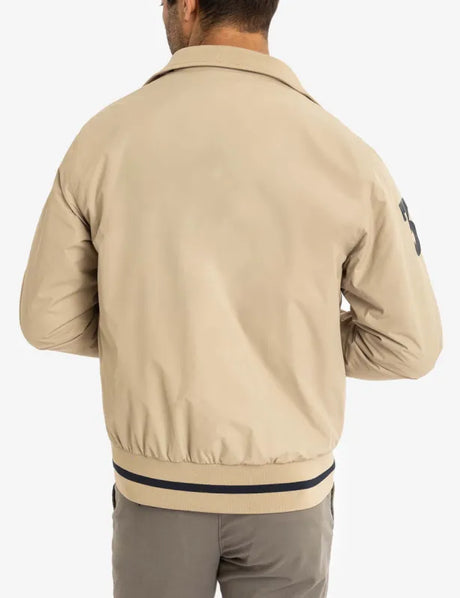 U.S. Polo Assn. Men Beige Bomber Jacket with Navy Detailing (AY-USA)
