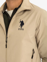 U.S. Polo Assn. Men Beige Bomber Jacket with Navy Detailing (AY-USA)