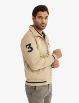 U.S. Polo Assn. Men Beige Bomber Jacket with Navy Detailing (AY-USA)