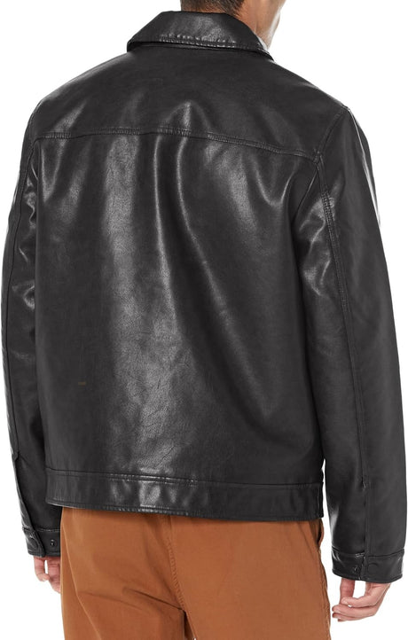 Tommy Hilfiger Men's Faux Leather- 2 pocket Trucker Jacket