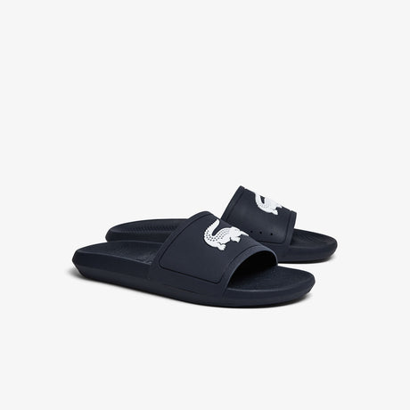 LACOSTE - Men's Croco Synthetic Slides - Navy