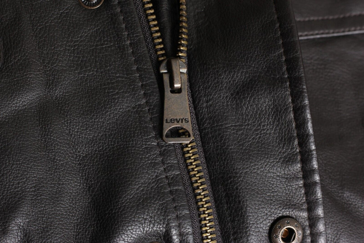 Levi’s Faux Brown Leather Sherpa-Lined Jacket for Men