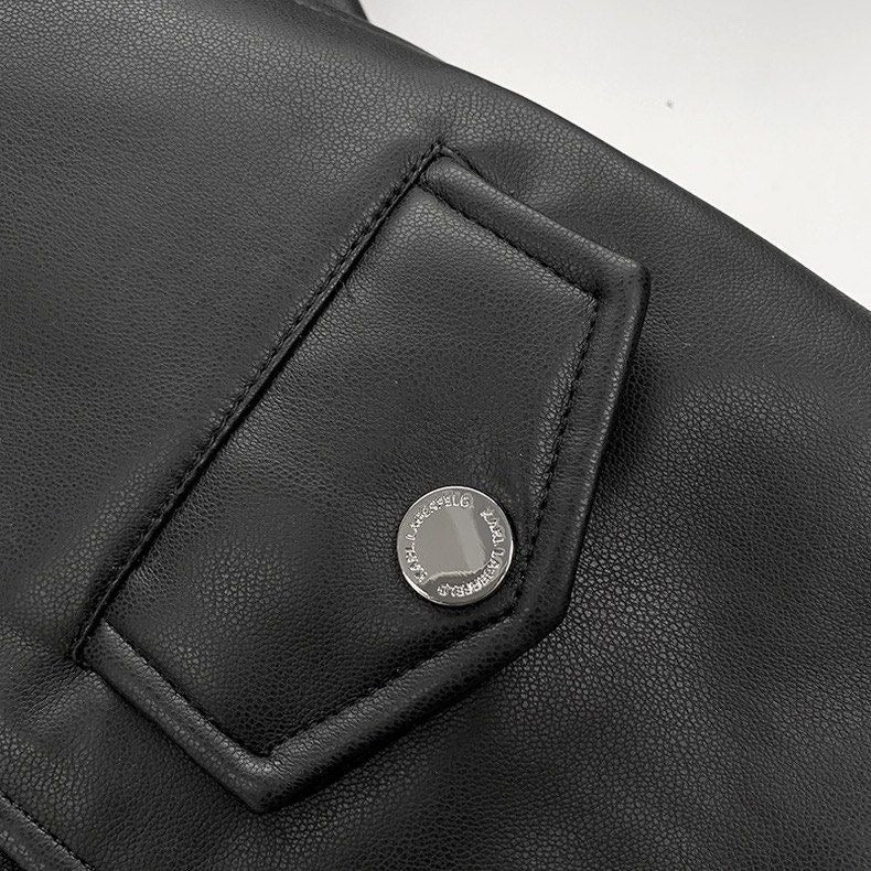 Karl Lagerfeld Men's Faux-Leather Moto Jacket