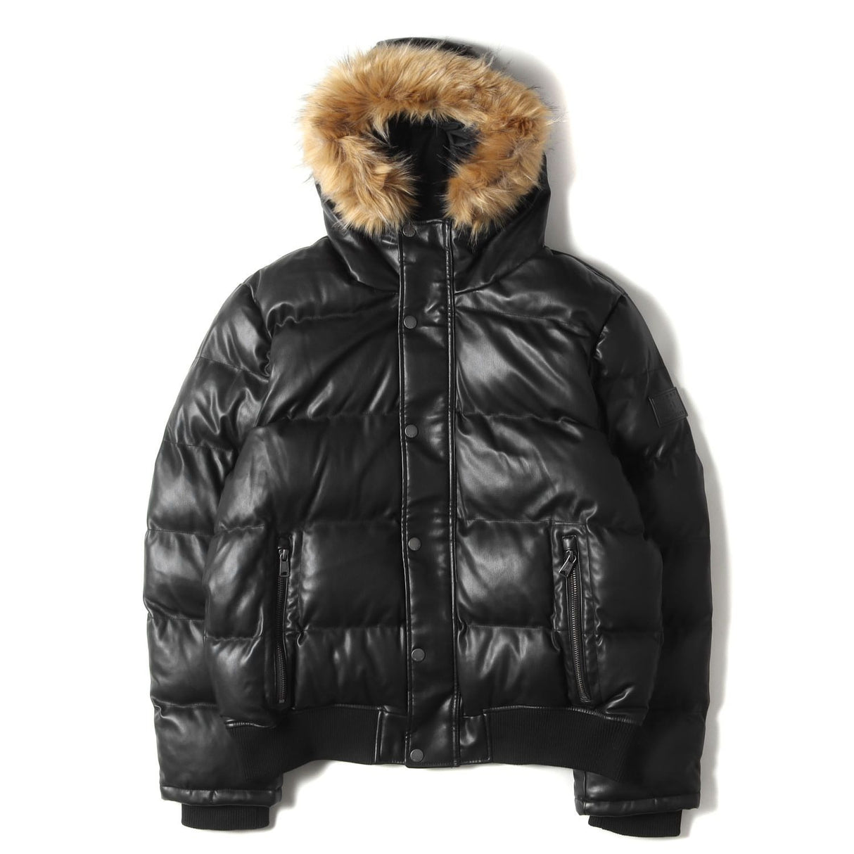 TOMMY HILFIGER - PU leather hooded padded jacket