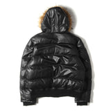 TOMMY HILFIGER - PU leather hooded padded jacket