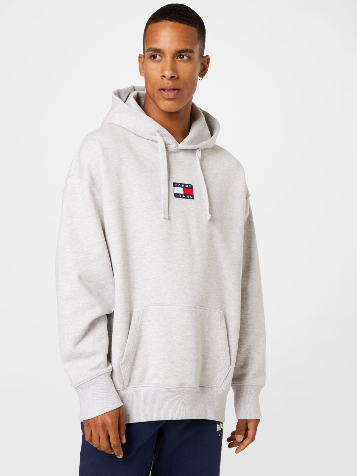 Tommy Jeans Men’s Gray Flag Logo Hoodie - Gray