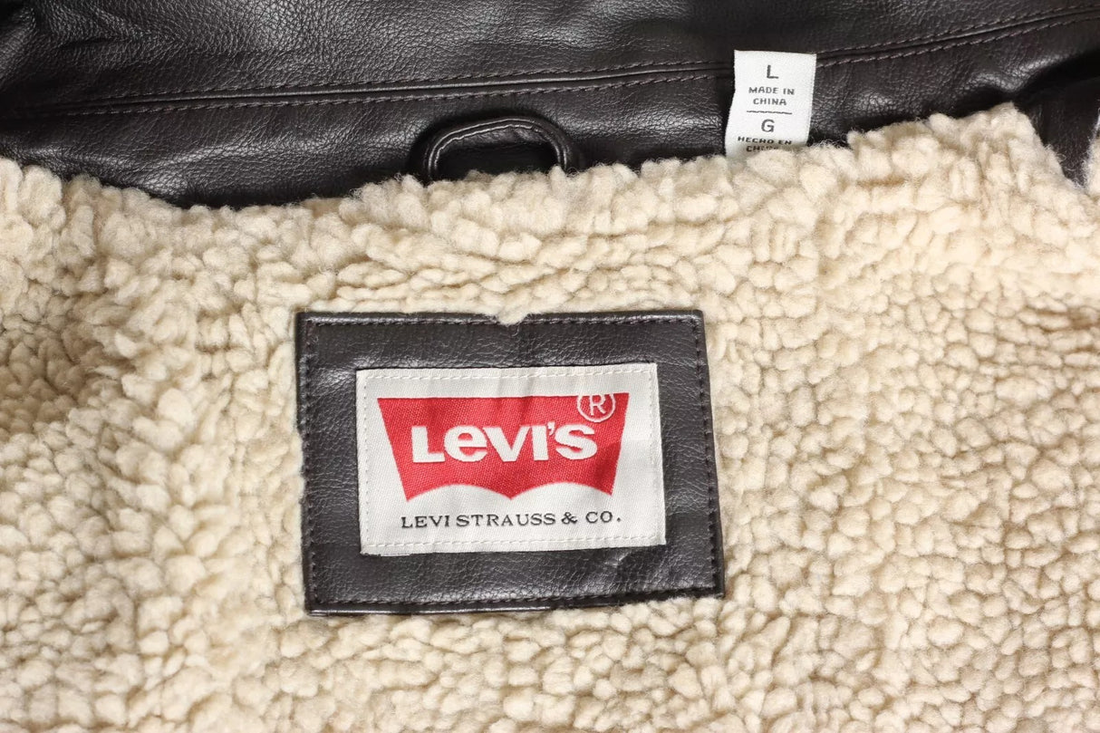 Levi’s Faux Brown Leather Sherpa-Lined Jacket for Men