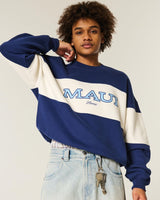 Hollister -  Men's Blue Baggy Cinch Maui Graphic Crew Sweatshirt