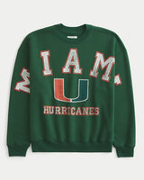Hollister  - Boxy University of Miami Hurricanes Graphic Crew Sweatshirt