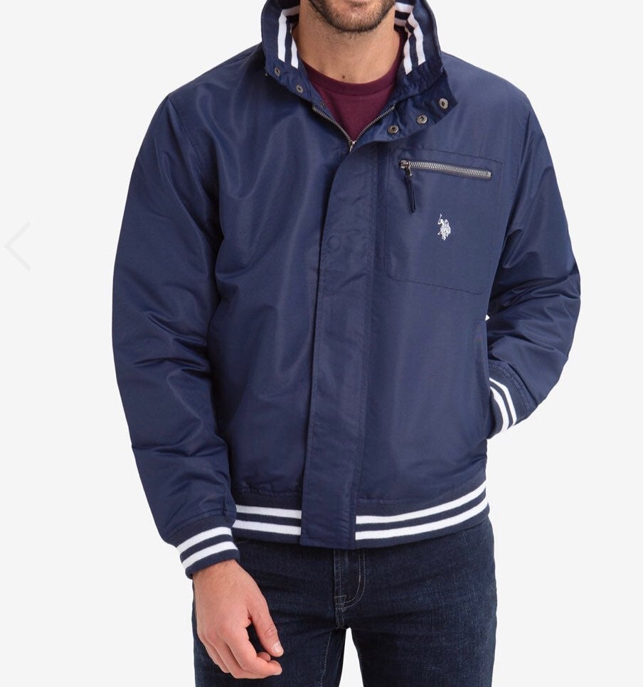 U.S. Polo Assn. Men’s Hooded Windbreaker Jacket – Navy