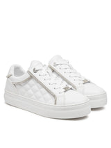 GUESS Women’s White Quilted Low-Top Sneakers with Rhinestone Trim