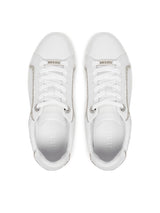 GUESS Women’s White Quilted Low-Top Sneakers with Rhinestone Trim