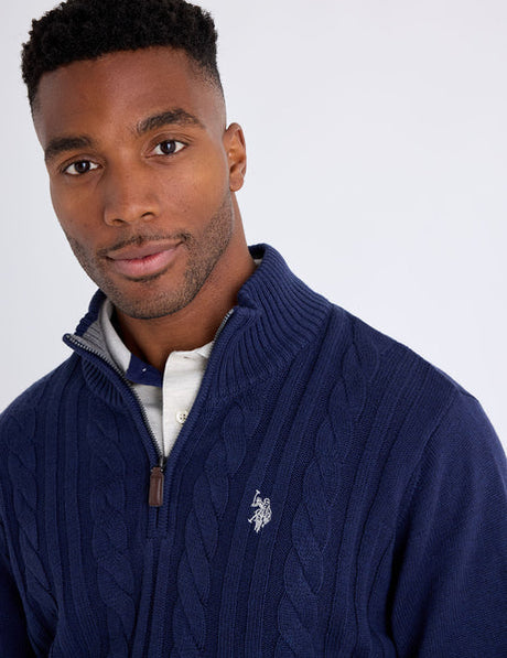 U.S. Polo Assn. Men’s Half-Zip Cable Knit Sweater – Navy