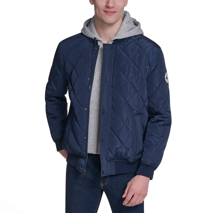 CONVERSE ALL STAR Hooded Quilted Bomber Men Jacket _ Navy