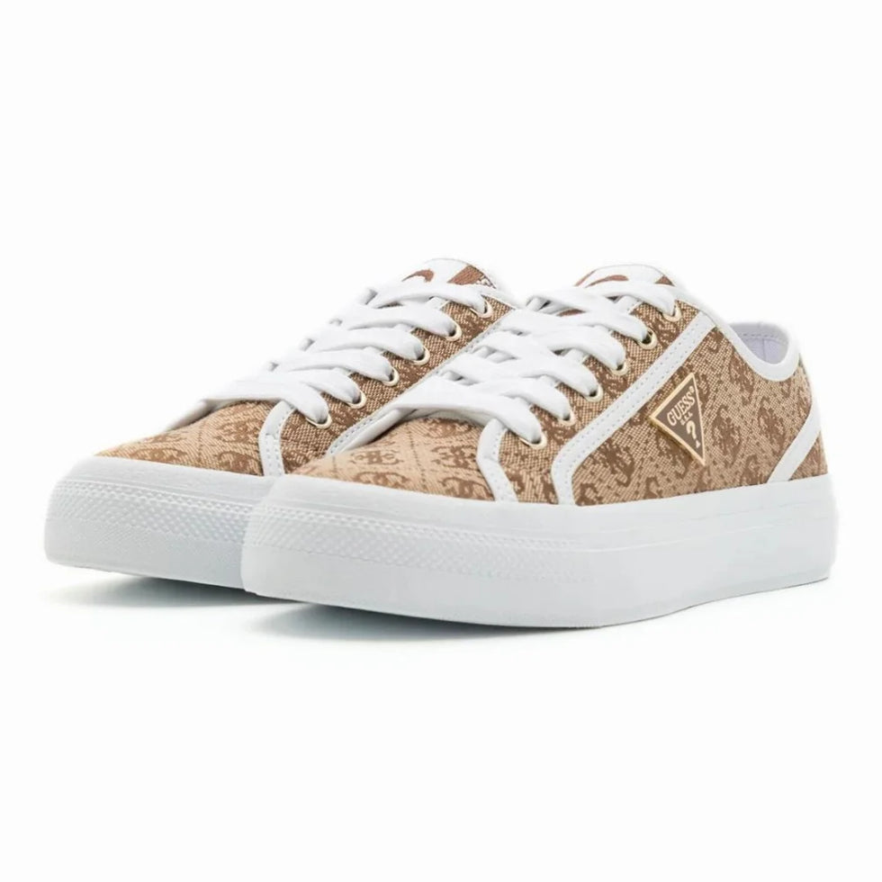 Guess Women’s Beige Monogram Canvas Sneakers