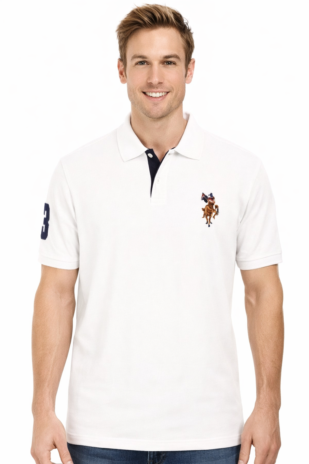 U.S POLO ASSN Multi Color Logo Solid Pique Men T-Shirt