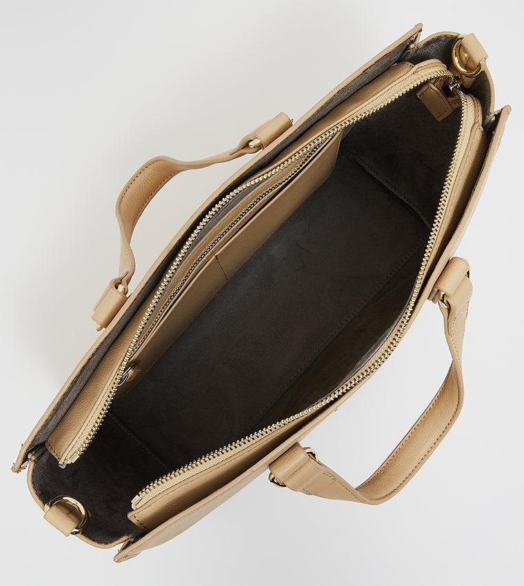 Tommy Hilfiger Structured Satchel for Women – Nude Beige