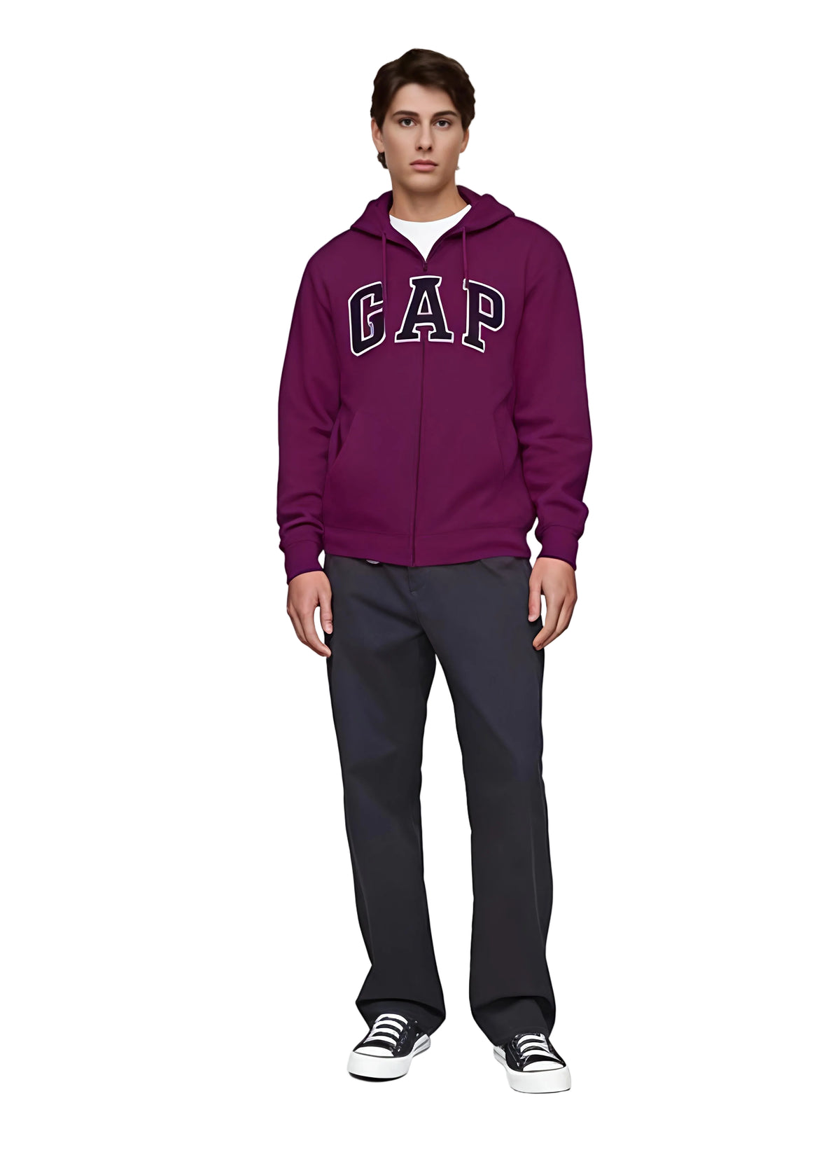 GAP Soft Arch Logo Zip Hoodie _ Burgundy