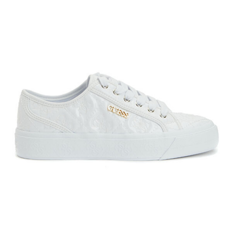Guess Women’s All-White Embossed Logo Sneaker