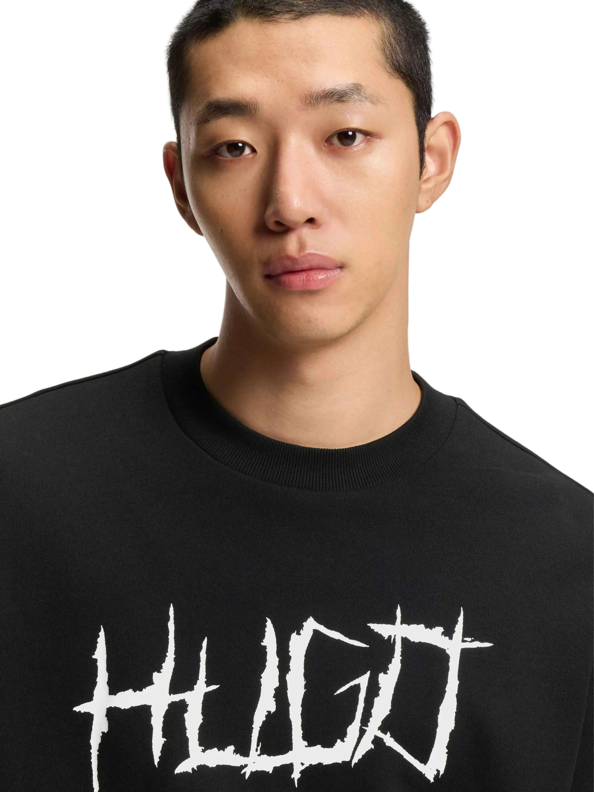 HUGO Sweatshirt Artwork Crew Neck Men _ Black