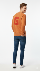 Guess Sweatshirt Logo Printed Men _ Orange