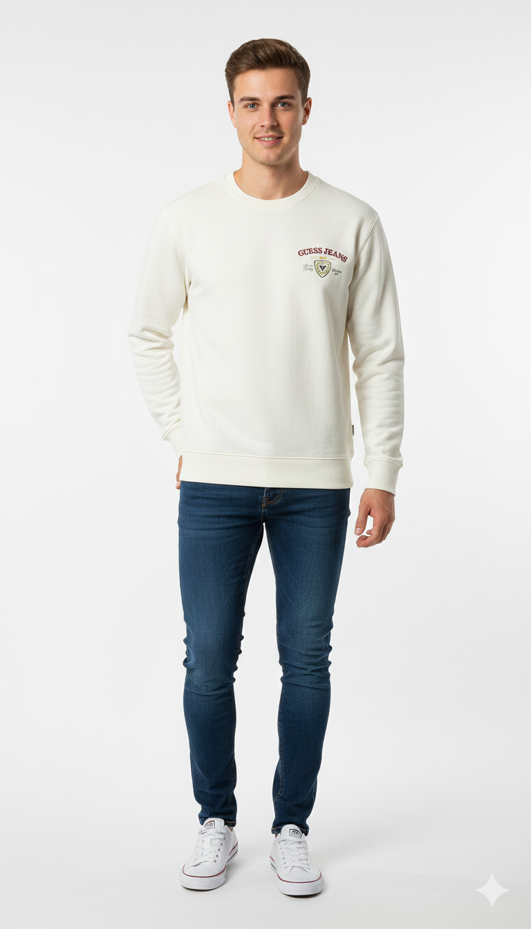 Guess Sweatshirt Logo Printed Men _ Off White
