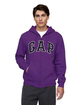 GAP Logo Relaxed Fleece Zip-Up Hoodie _ Mauve