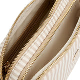 Tommy Hilfiger Poppy Summer Camera Bag in a striped design with a beige and off-white color scheme.