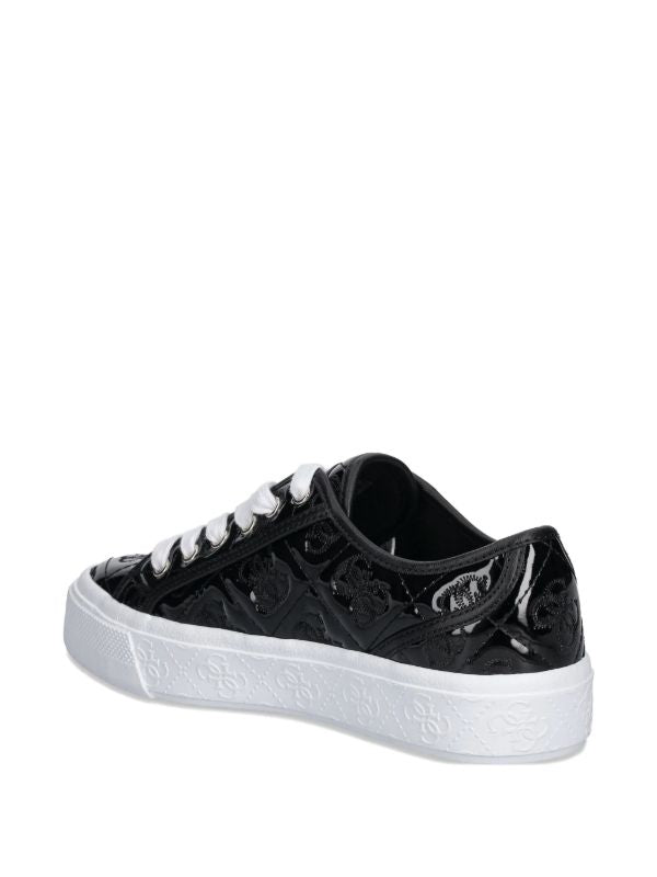 GUESS Women’s Black Patent Monogram Lace-Up Sneakers