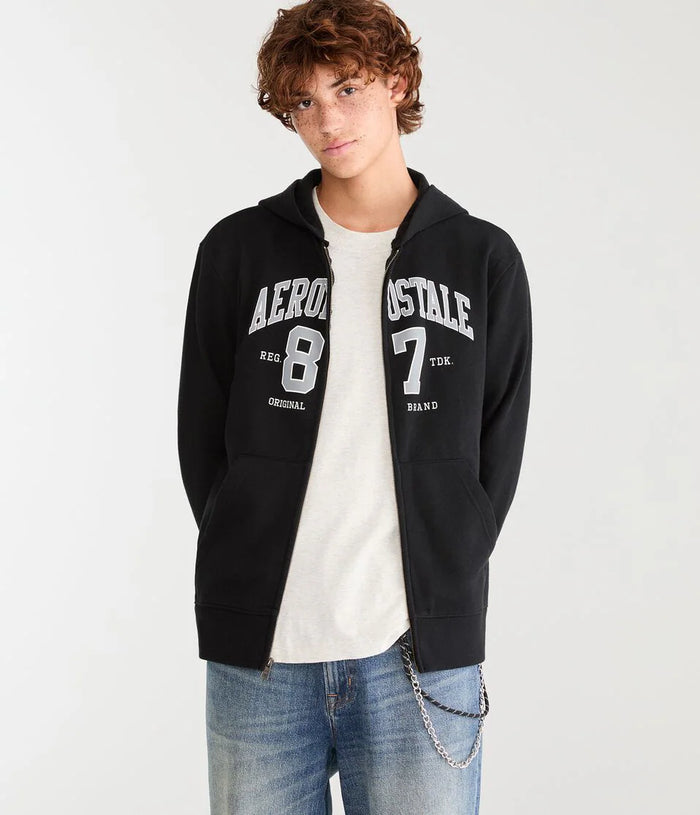 Aéropostale Men’s 87 Zip-Up Hoodie – Black