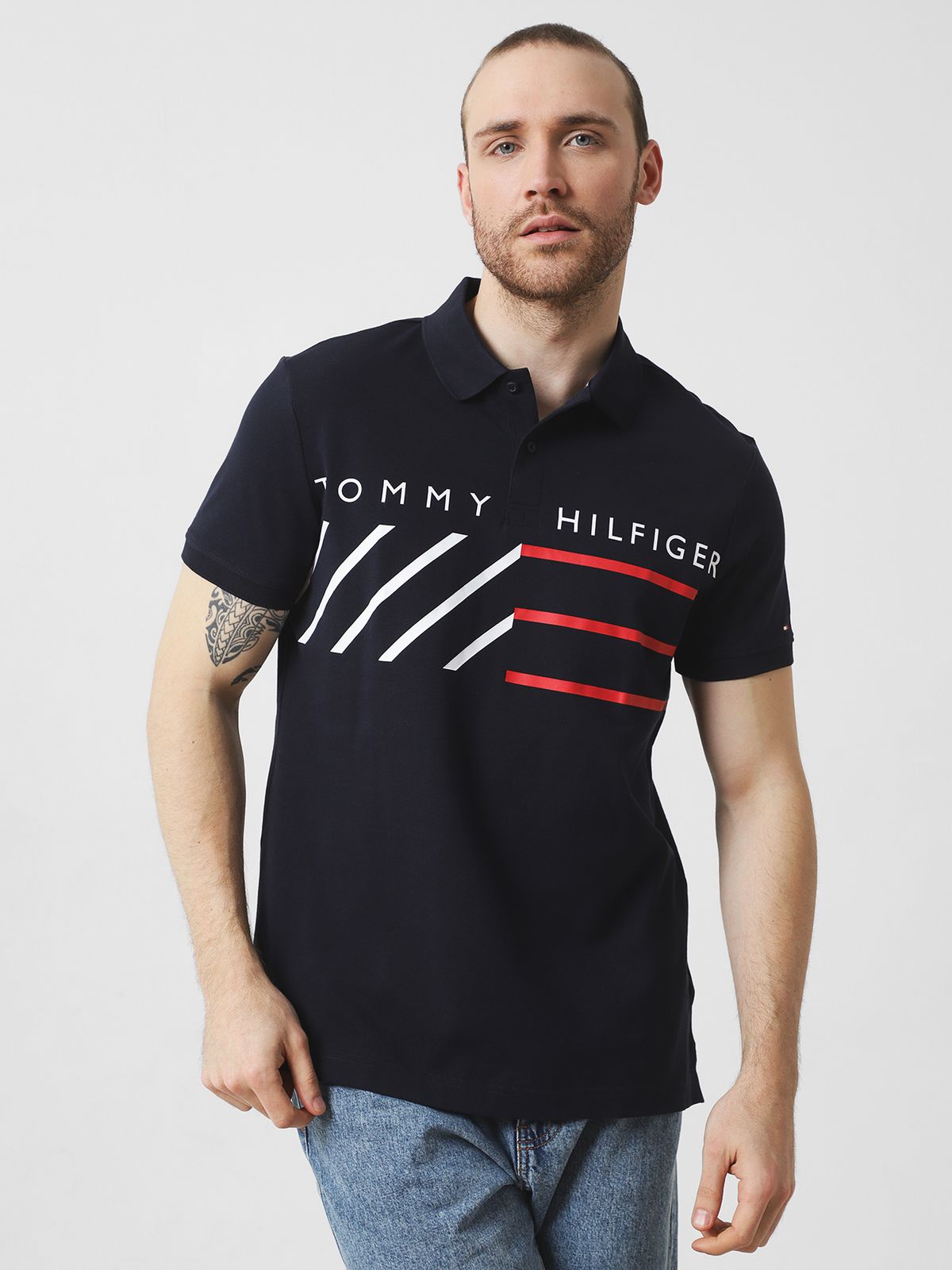 Tommy Hilfiger Navy Graphic Polo Shirt