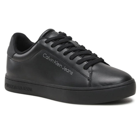 This is a pair of Calvin Klein Jeans Classic Cupsole trainers in black leather.