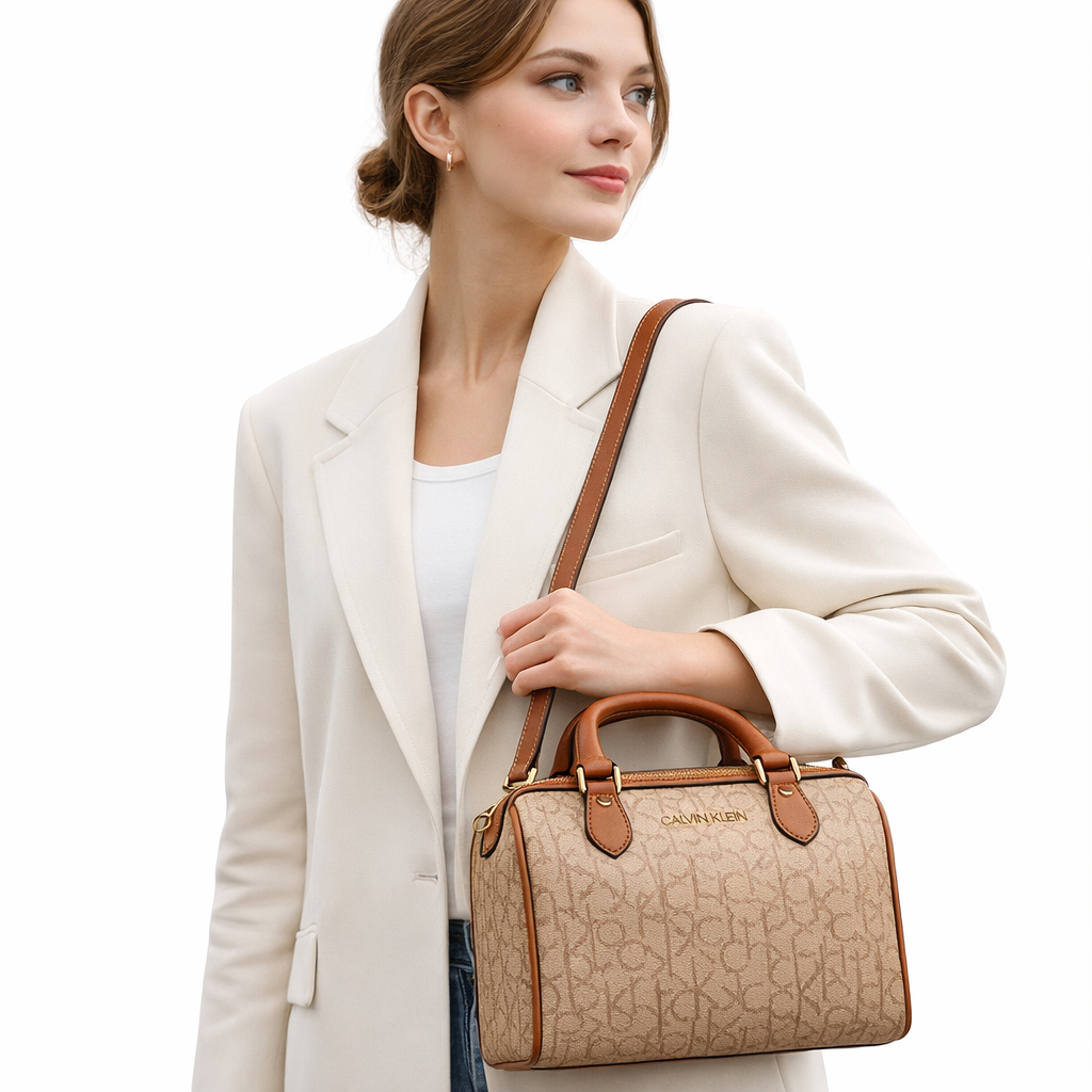 Calvin Klein Hudson monogram satchel bag.