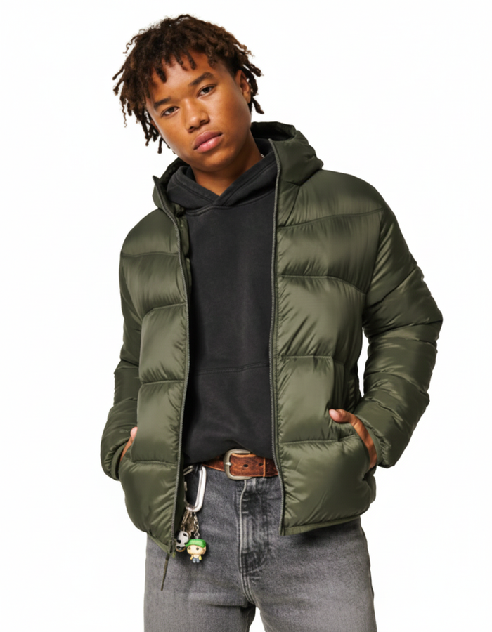 Hollister Hooded Puffer Jacket _ Oiley
