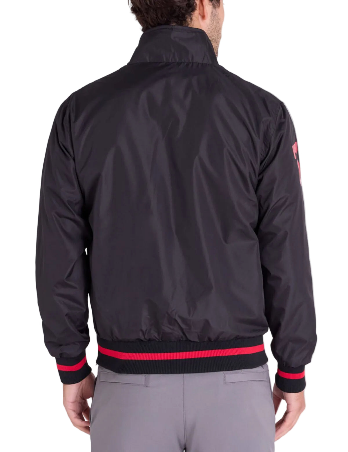 U.S. Polo Assn. Men’s Black Bomber Jacket with Red Detailing