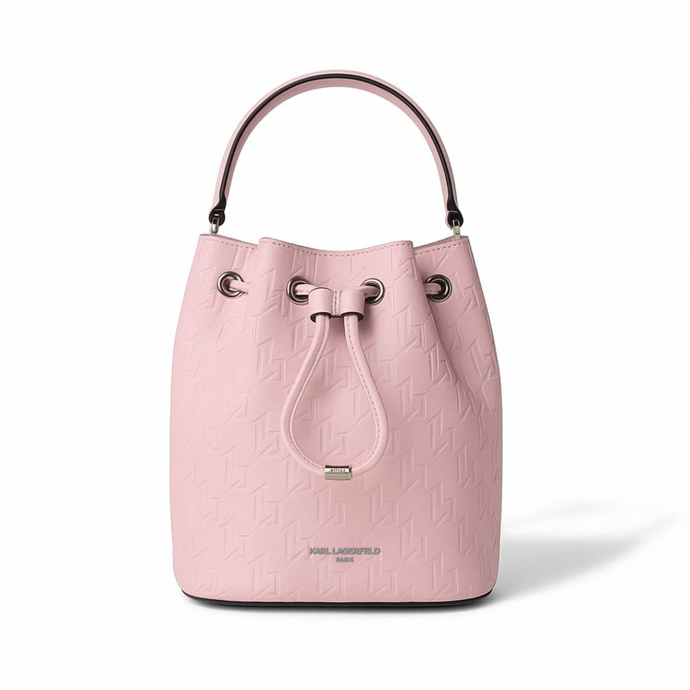 Karl Lagerfeld Paris Monogram Bucket Bag for Women – Rose